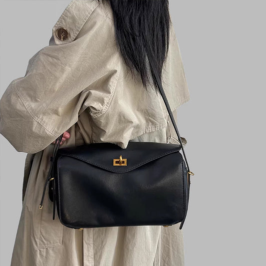 Women's Cowhide Boston Pillow High-grade Leather Fashionable Women's Shoulder Bag