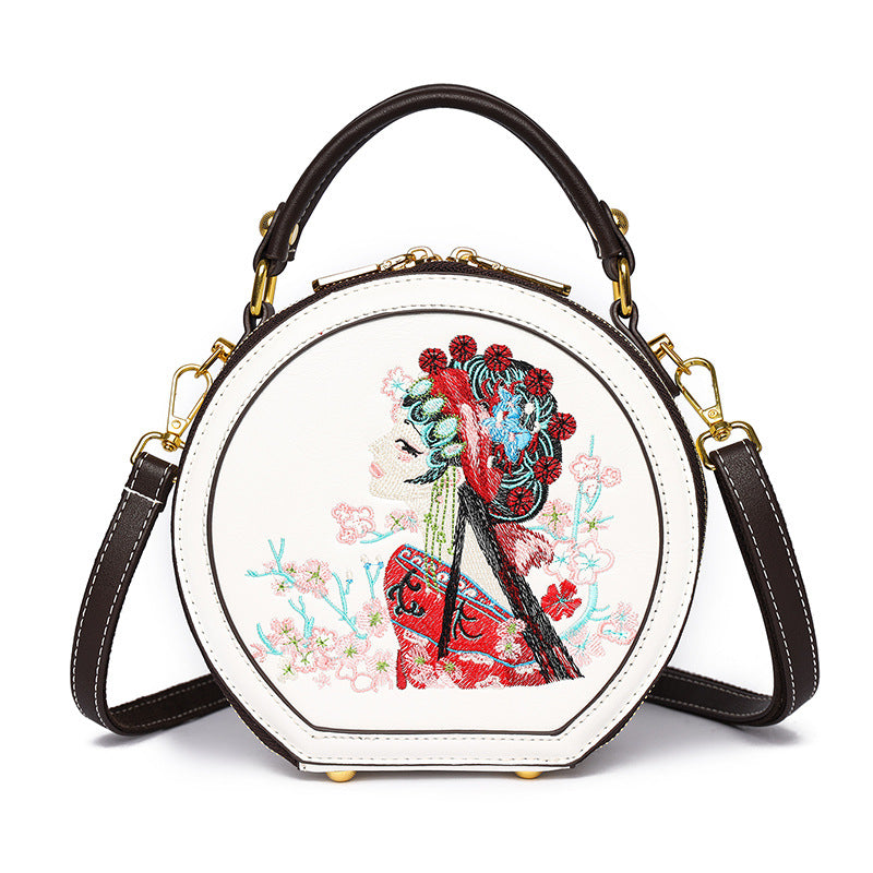Chinese Style Embroidery Handmade Round Design Ethnic Texture Leisure Women's Shoulder Bag