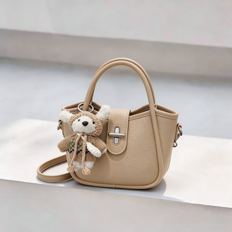 Women's Solid Color Niche Lychee Pattern Fresh Women's Messenger Bag