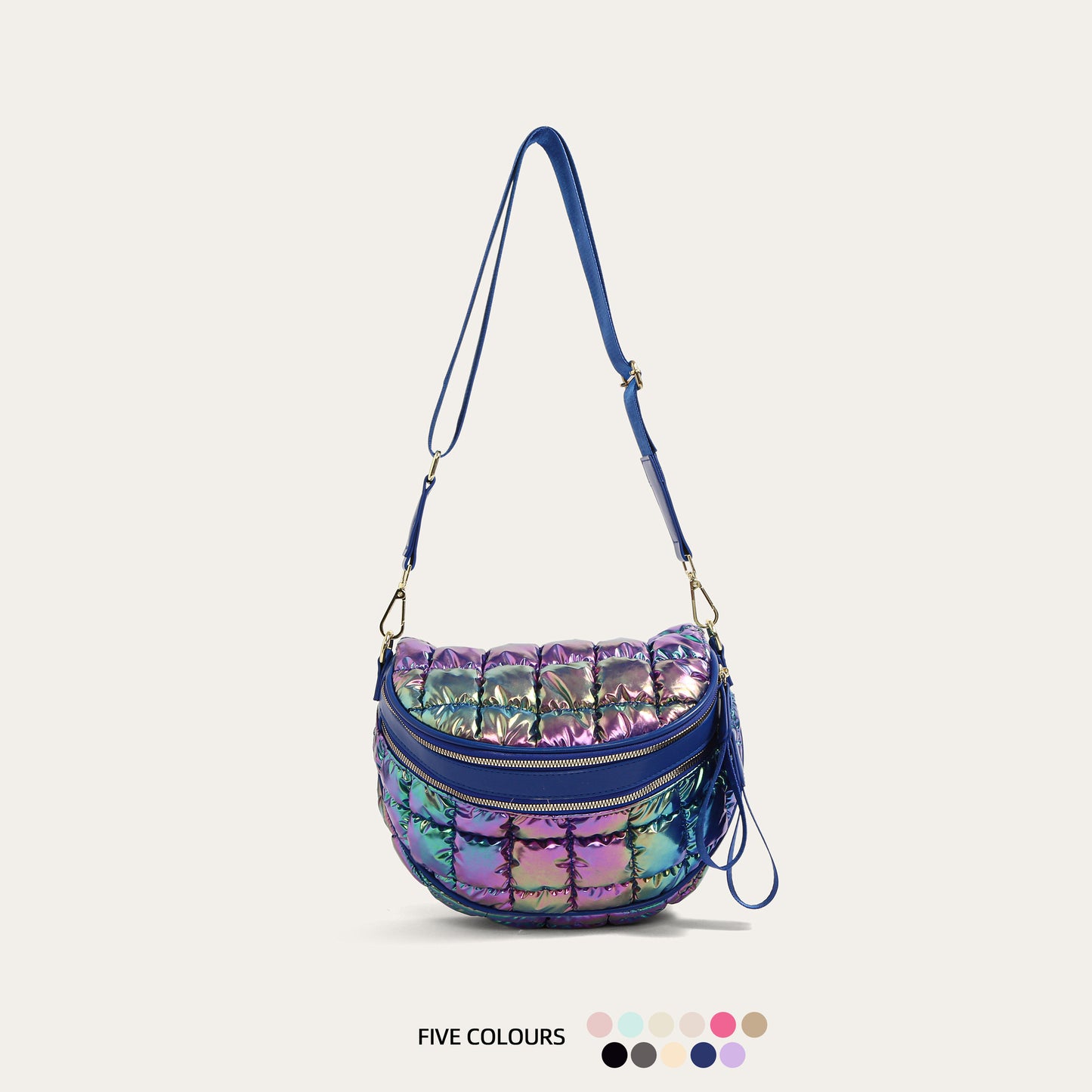 Women's Solid Color Large Capacity Double Zipper Women's Messenger Bag