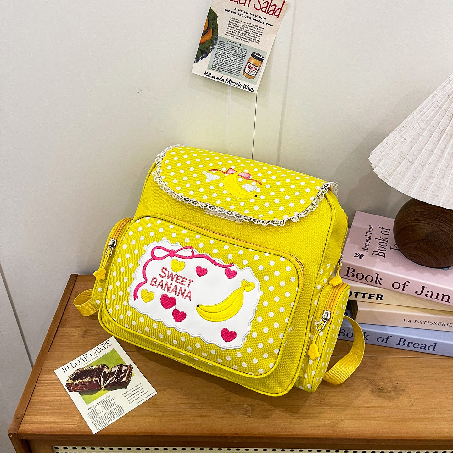 Girly Sweet Cute Embroidered Fruit Large Capacity Backpacks