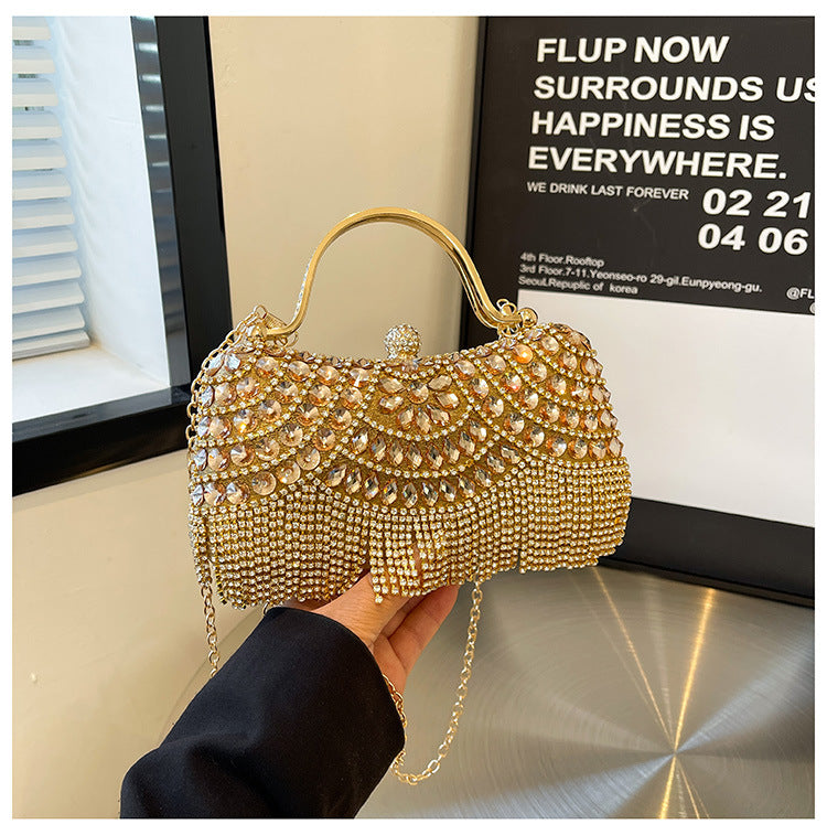 Cool Female Fashion Rhinestone Versatile Chain Bags