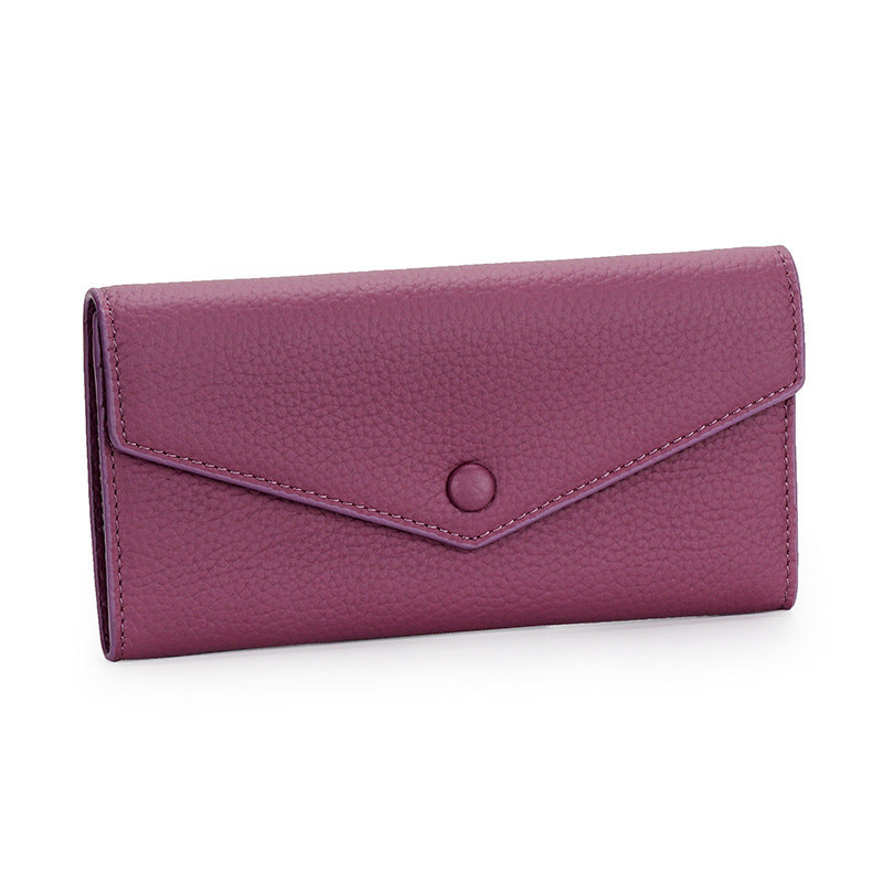Women's Full Cowhide Long Large Capacity Genuine Ladies Wallet