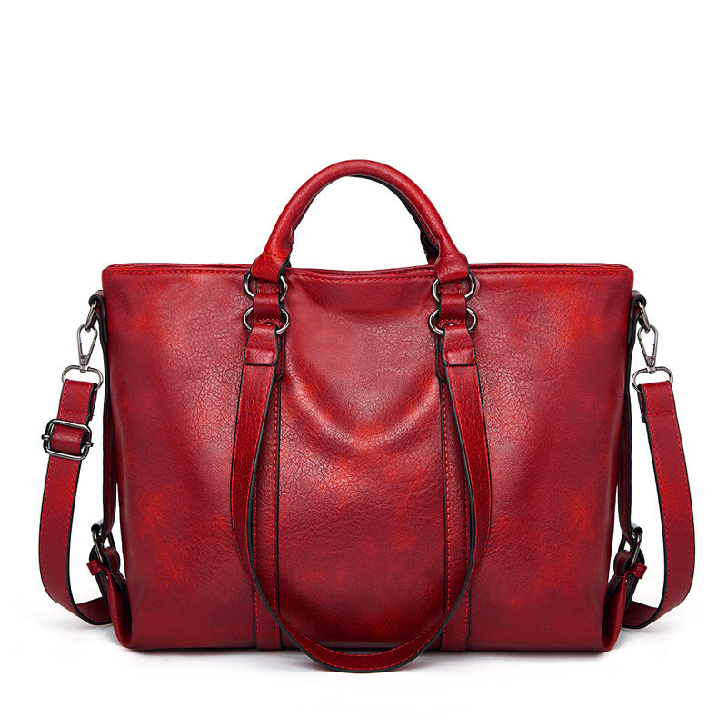 Women's Large Capacity Retro Oil Wax Skin Women's Shoulder Bag