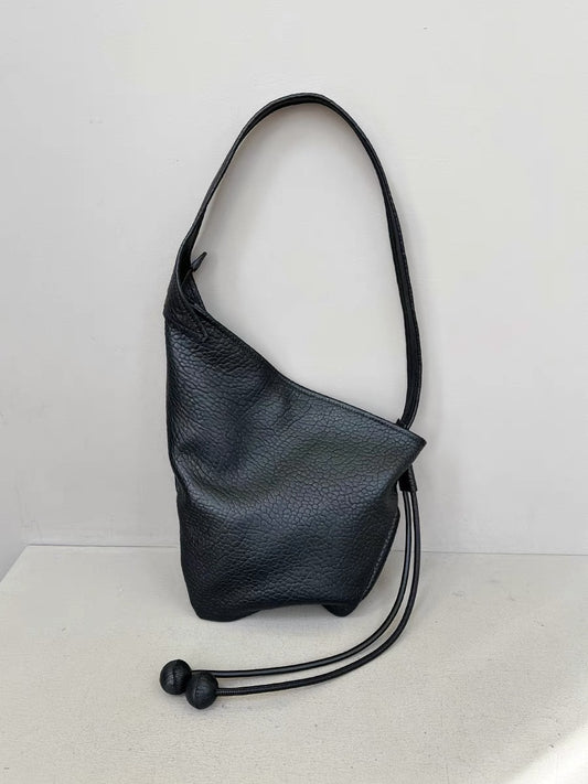 Women's Bubble Pattern Design Fashion Soft Sheepskin Croissant Genuine Women's Messenger Bag
