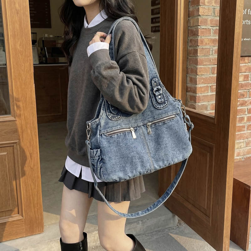 Women's Denim Stylish Large Capacity Commuter Portable Women's Shoulder Bag