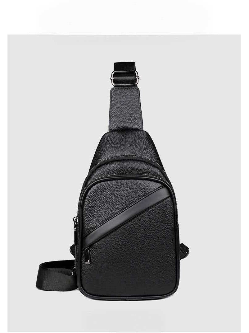 Men's First Layer Cowhide Simple Fashion Commute Leisure Men's Chest Bag