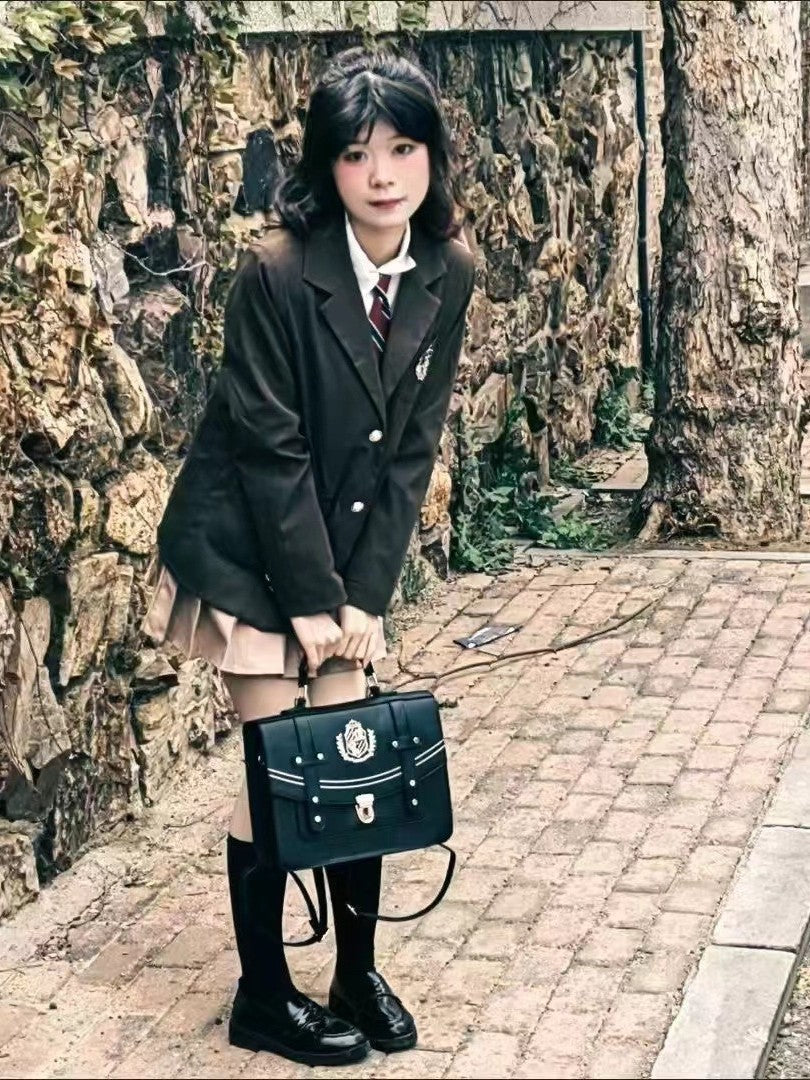 Women's Uniform College Style Cotton Doll Cartoon Portable Two Women's Messenger Bag