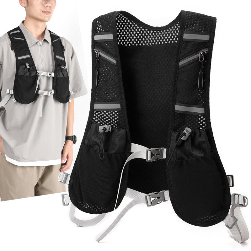 Men's Riding Vest Hiking Trendy Night Reflective Leisure Backpack