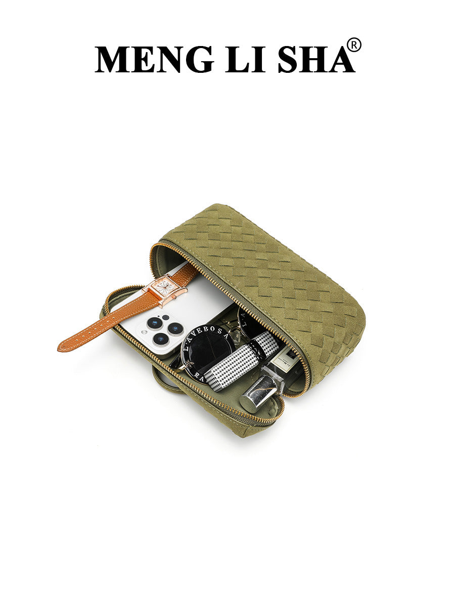 Retro Frosted Hand-woven Lunch Box Trendy Women's Shoulder Bag