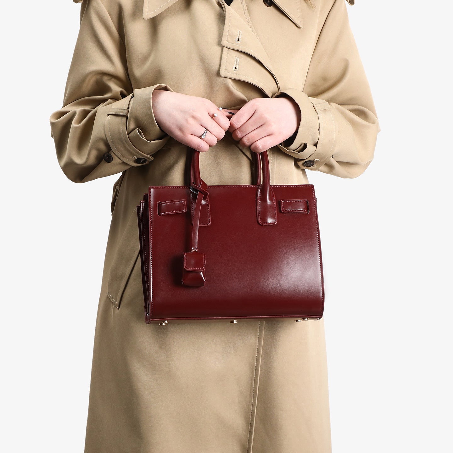 Women's Patent Leather Portable Organ Classic Shiny Large Tote Bags