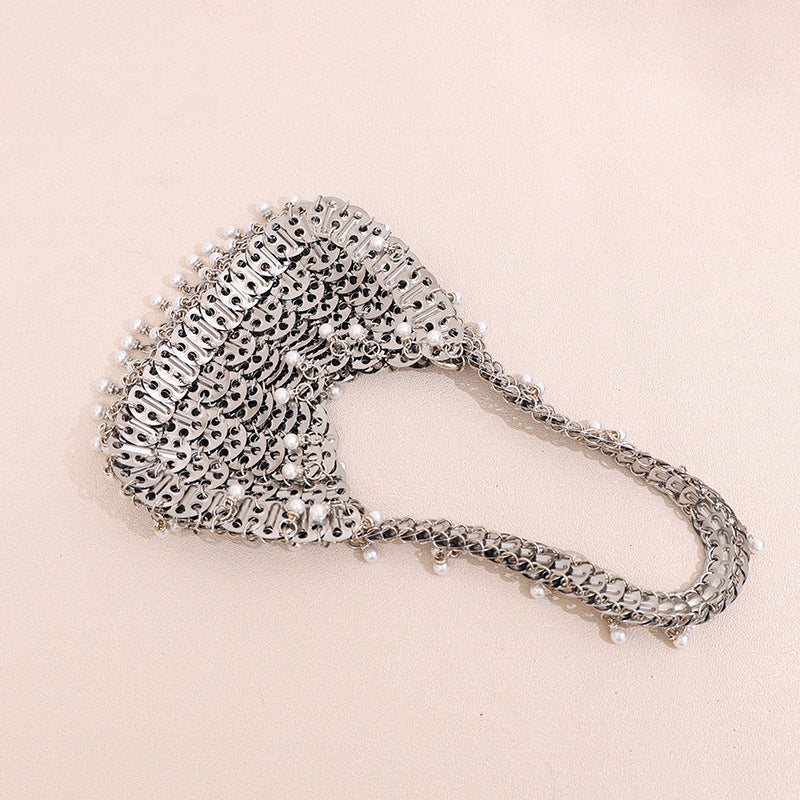 Women's Pearl Hand-woven Gold Sier Color Sequin Women's Handbag