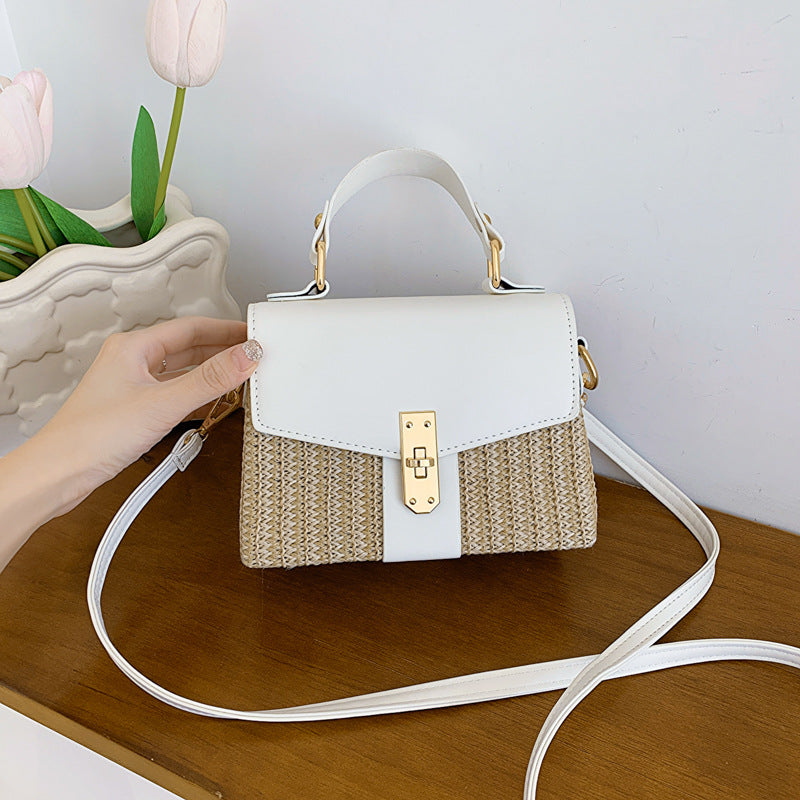 Female Lady Fashion Twist Straw Portable Small Square Bags