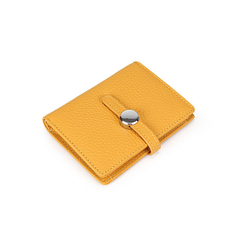 Women's First Layer Cowhide Short Trendy Genuine Leather Coin Purses
