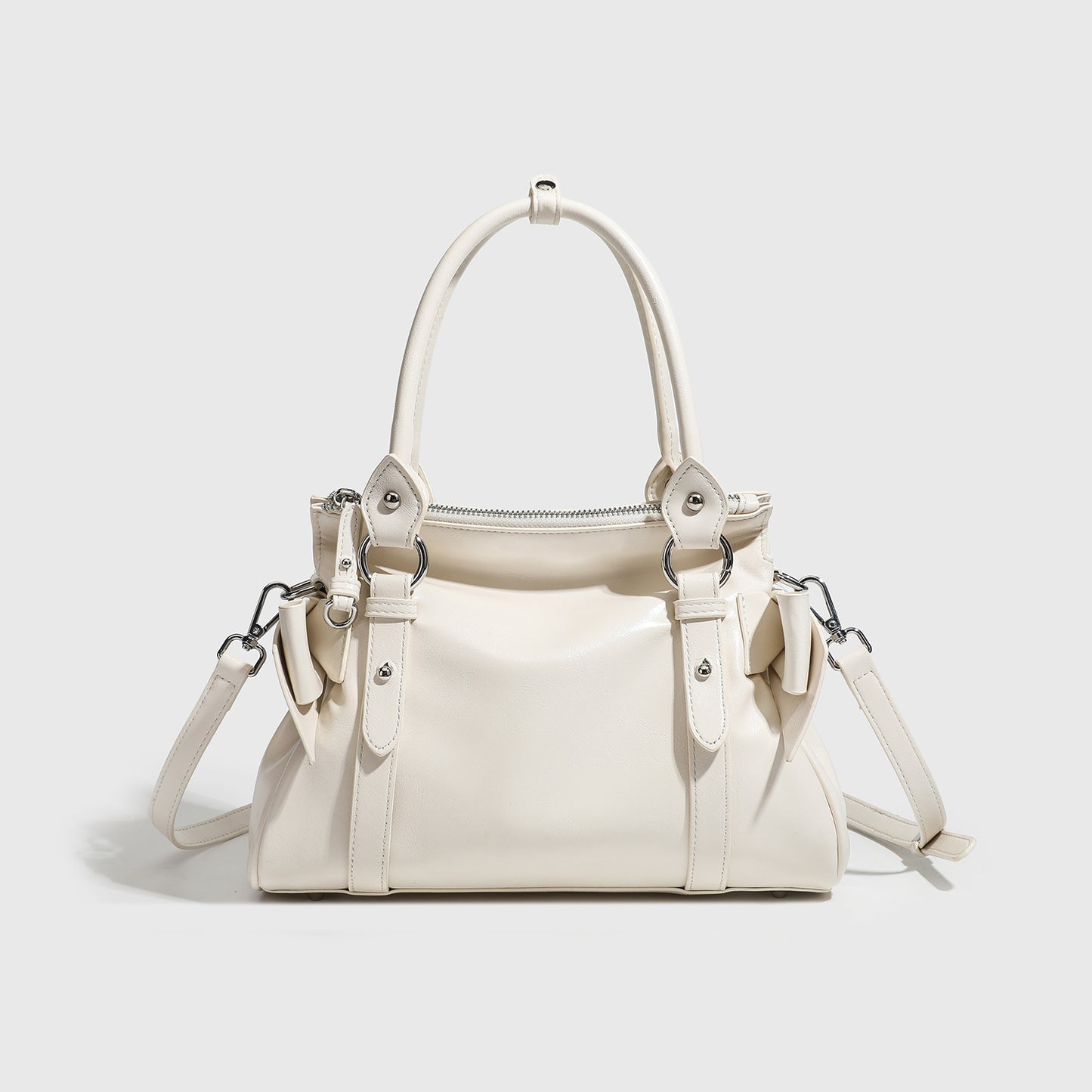 Women's Korean Style Design Bow Motorcycle High-grade Large Capacity Portable Women's Leather Bag