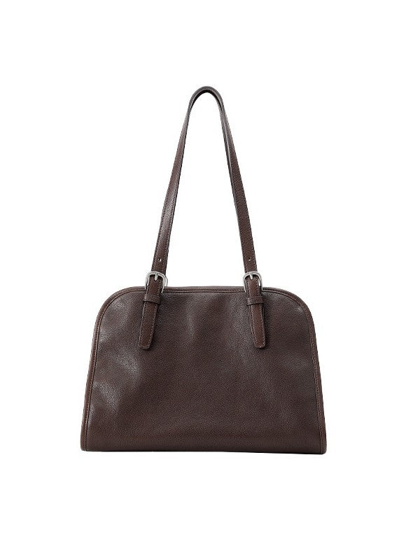 Women's Bowling Vegetable Tanned Leather Cowhide Portable Vintage Genuine Large Women's Shoulder Bag