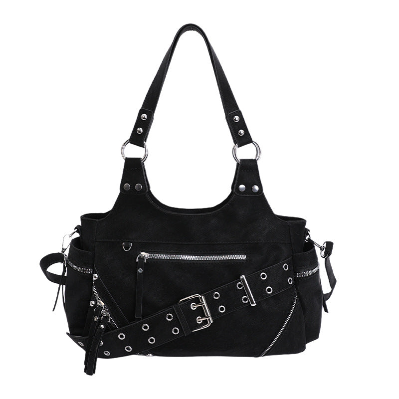 Winter High-grade Hot Motorcycle Underarm Large Capacity Rivet Women's Messenger Bag