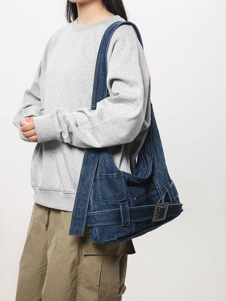 Women's Large Capacity Retro Denim Street Temperament Women's Shoulder Bag