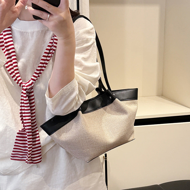French Retro Straw Beach Vacation Western Style Vegetable Basket Portable Women's Shoulder Bag