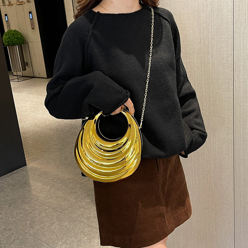Women's Biscuit Goose Egg Box Dinner Glossy Shaped Clutch Light Women's Messenger Bag
