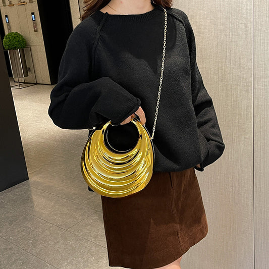 Women's Biscuit Goose Egg Box Dinner Glossy Shaped Clutch Light Women's Messenger Bag