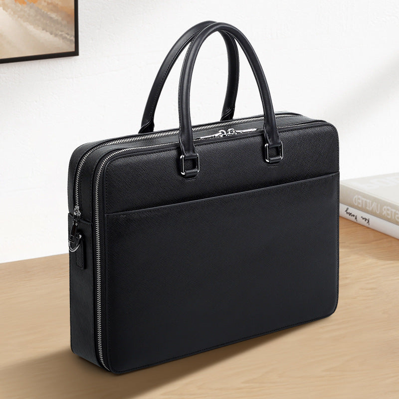 Men's Large Capacity Business Cow Leather Computer Men's Tote
