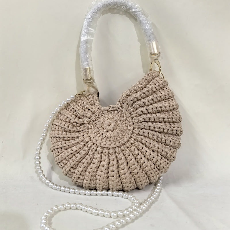 Woven Pearl Chain Candy Color Fashion Simple Conch Shell Women's Messenger Bag