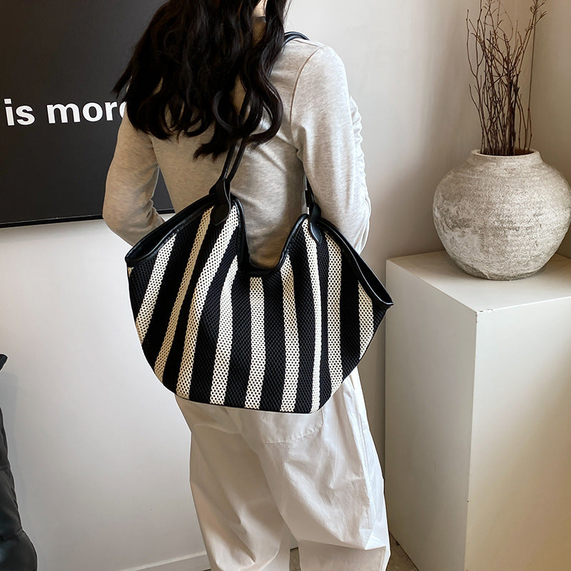 Large Capacity Female Summer Striped College Class Bags