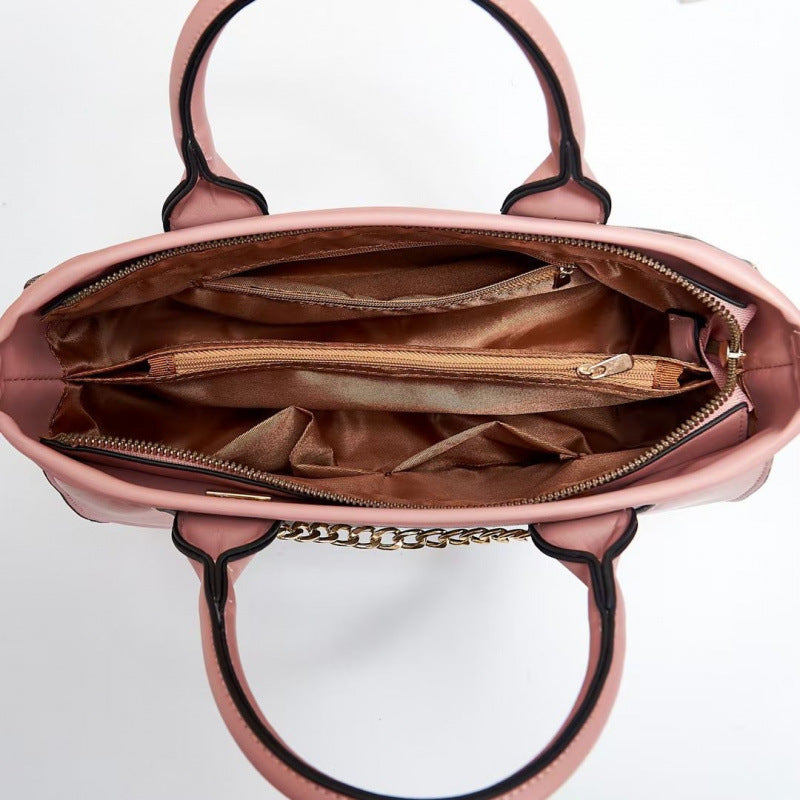 Women's Printed Contrast Color Large Capacity Combination One Women's Handbag