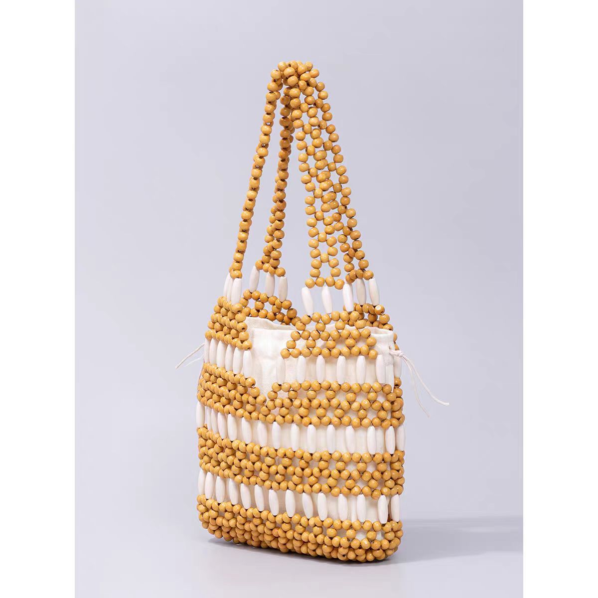 Wooden Bead Fashion Hand-woven Design Advanced Small Square Bags