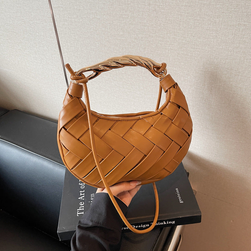 Light Luxury Portable Moon Fashion Woven Suede Versatile High Shoulder Bags