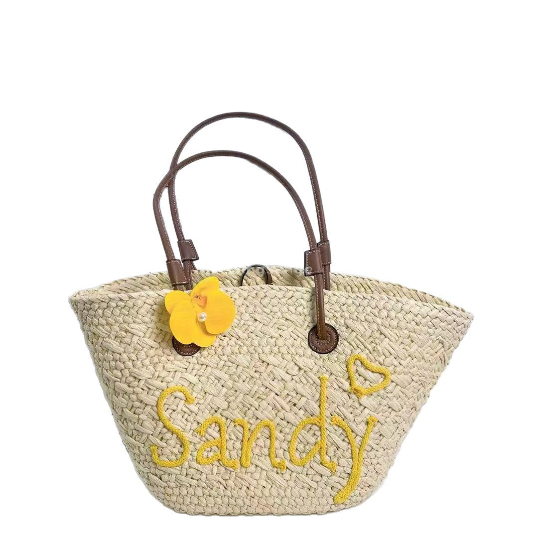 Women's Summer Papyrus Hand-woven Large Capacity English Letters Women's Handbag