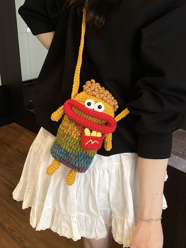 Women's Crochet Finished Cute Big Mouth Cartoon Bags