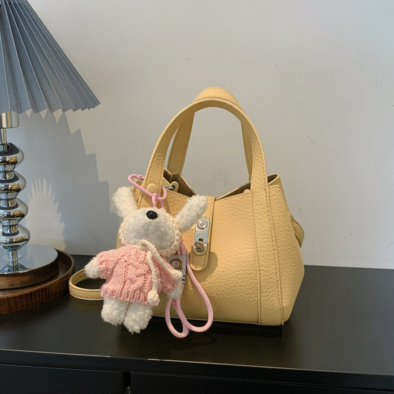 Women's Korean Style Lychee Pattern Cute Plush Pendant Lock