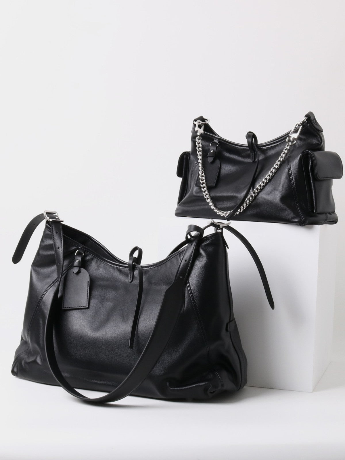 Women's Soft Motorcycle First Layer Cowhide Leather Women's Shoulder Bag