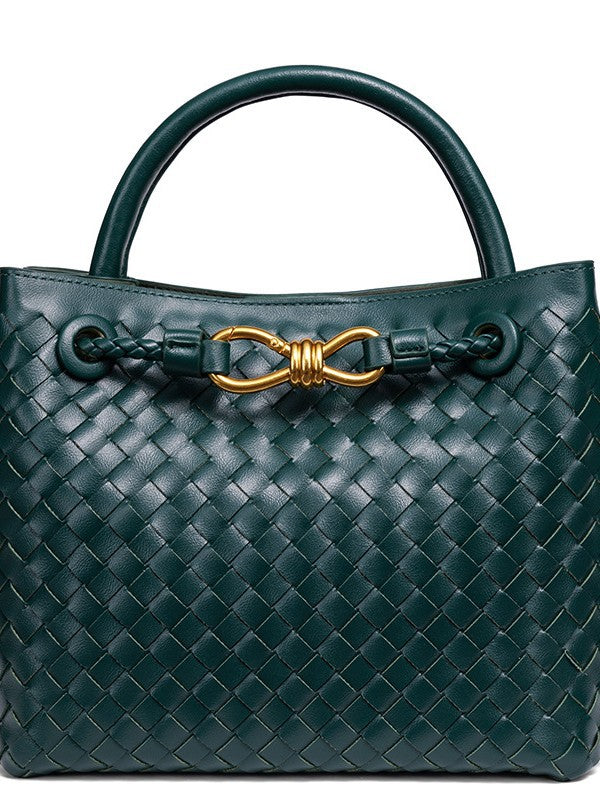 Women's Fashion Bow Metal Hand-woven Design Large Bags