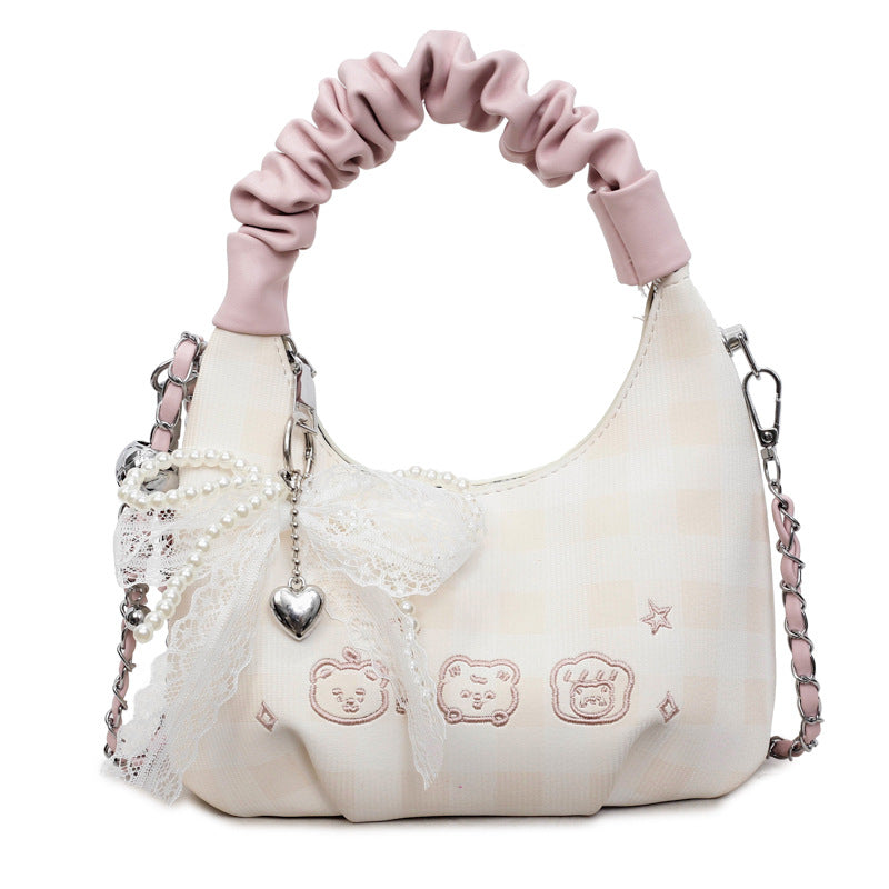 Women's Sweet Plaid Bowknot Fashion Commuter Western Small Square Bag