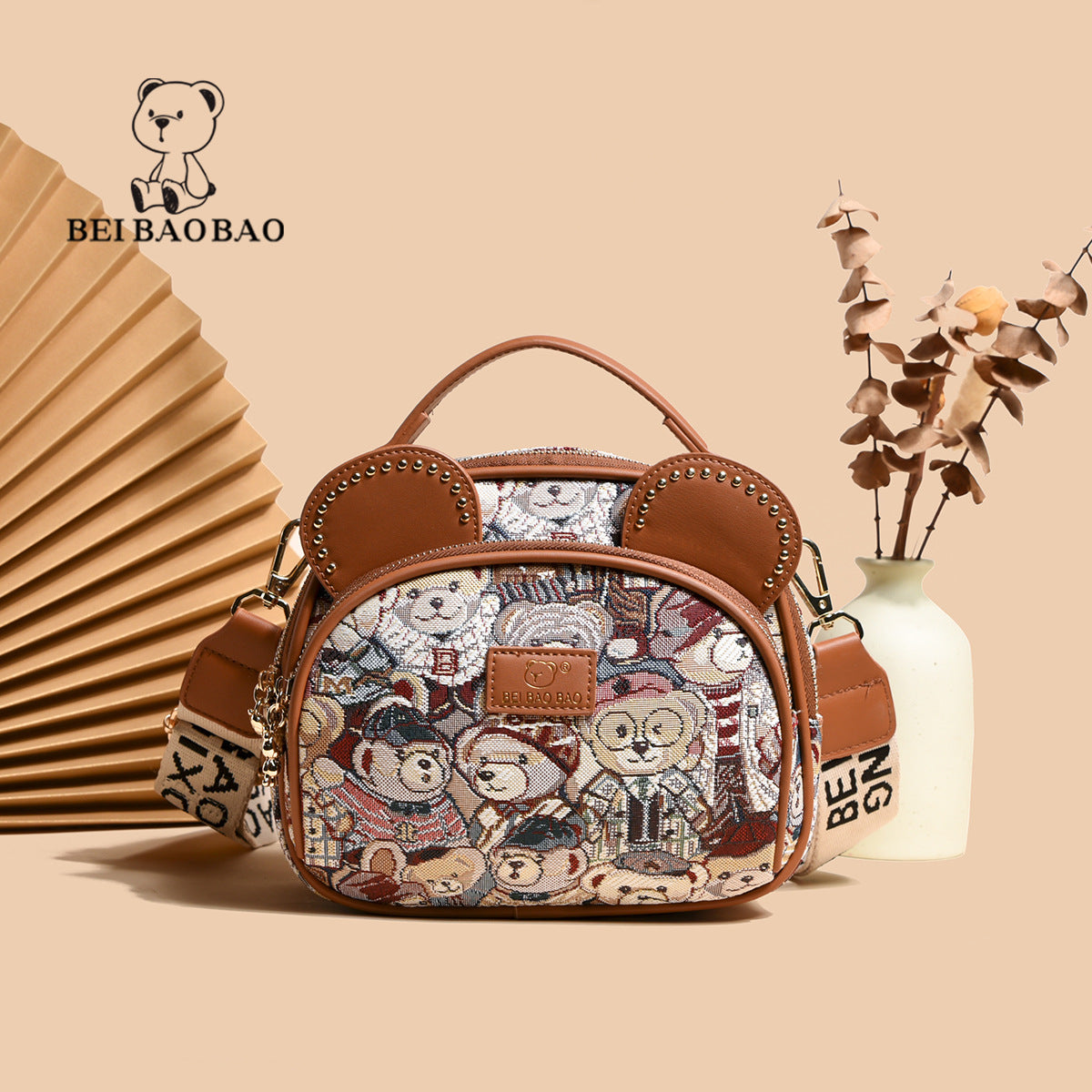 Women's Source Design Canvas Embroidered Wide Strap Bags