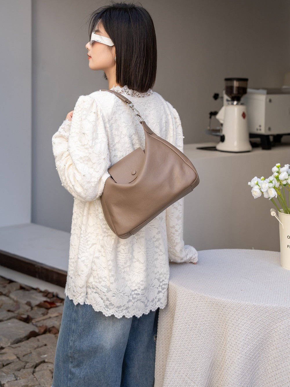 Women's Layer Cowhide Natural Fall Leather Stylish Elegant Simple Female Tote Bag