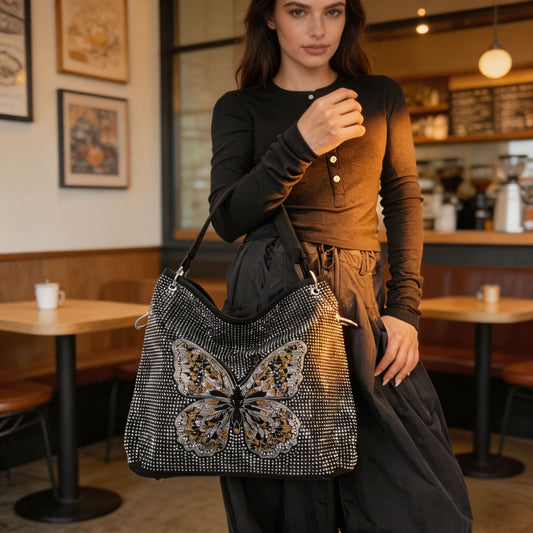 Women's Elegant Graceful Shiny Butterfly Large Capacity Light Handbags