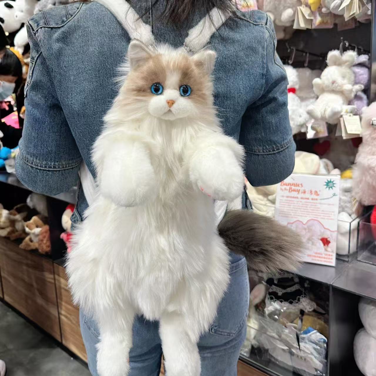 Cute Simulation Doll Cat Plush Comforter Birthday Leisure Backpack