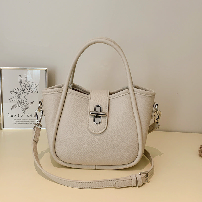 Women's Solid Color Niche Lychee Pattern Fresh Women's Messenger Bag