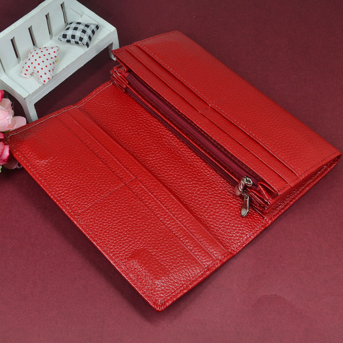 Women's Leather Long Clutch Party Fashion Magnetic Ladies Wallet