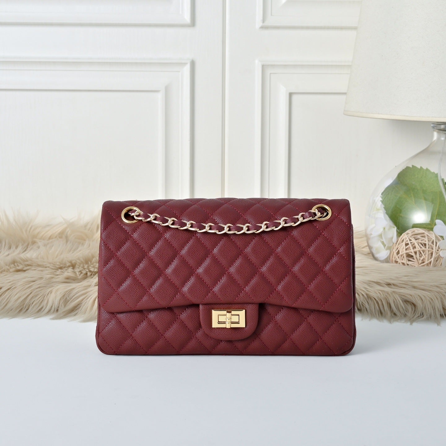 Women's Caviar Cowhide Rhombus Chain Portable Fashion Women's Shoulder Bag