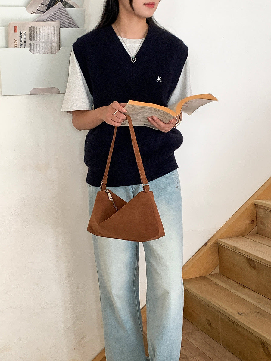 Women's Niche Style Underarm High-grade Retro Suede Women's Shoulder Bag