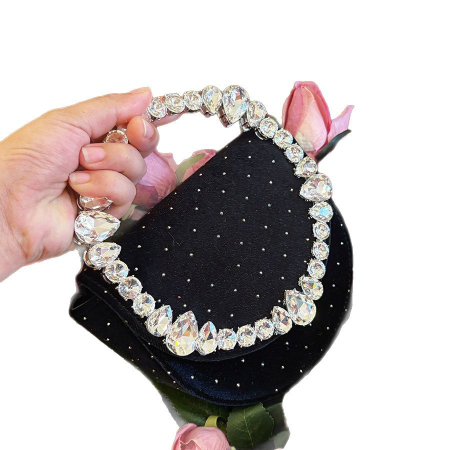 Dot Personality Dinner Elegant Heart-shaped Rhinestone Indie Sweet Cute Western Handbags