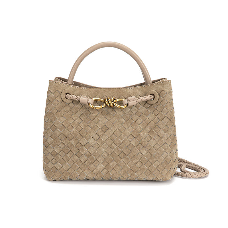 Women's Style Woven Metal Cord Fastener Portable Tote Bags