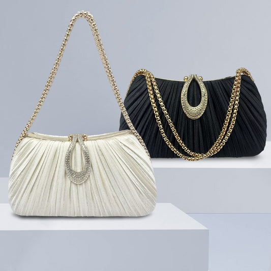 Pleated Solid Color Simple Fashion Elegant Cheongsam Dinner Bag