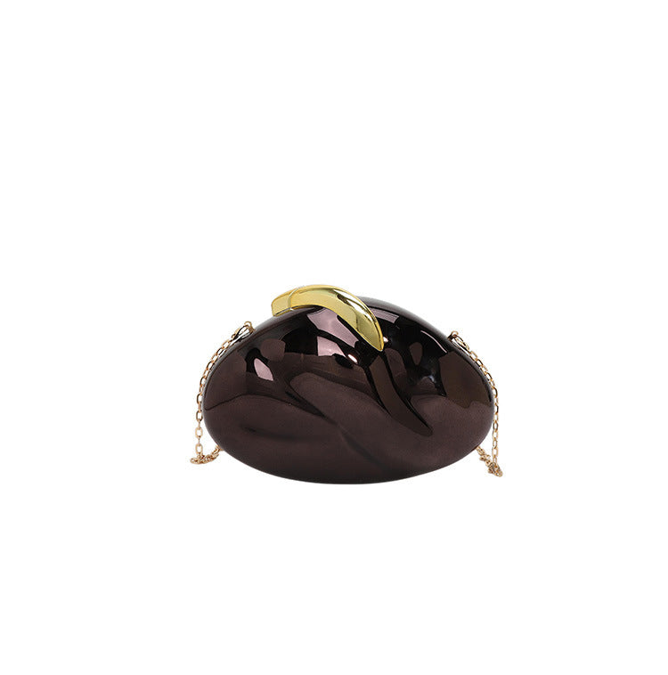 Oval Acrylic Electroplated Glossy Dinner Fashion Women's Messenger Bag