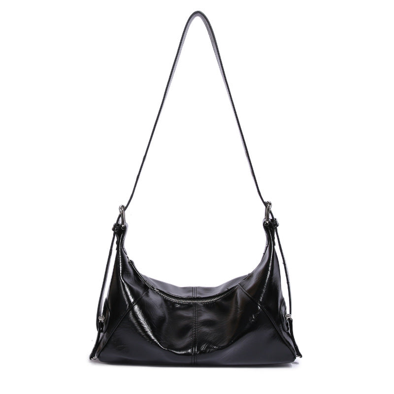 Oil Wax Skin Underarm Crescent Large Capacity High Shoulder Bags